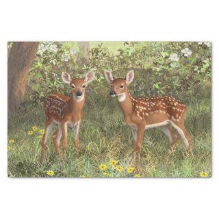 Cute Whitetail Deer Twin Fawns Tissue Paper