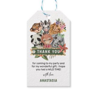 Cute Wild One Jungle Girl Thank You Gift Tags