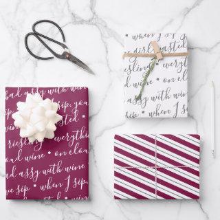 Cute Wine Gift Typography Stripes   Sheets
