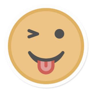 Cute Wink Emoji Face Classic Round Sticker