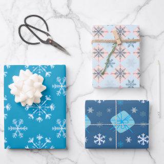 Cute Winter Blue-Based Snowflake Gift Wrap