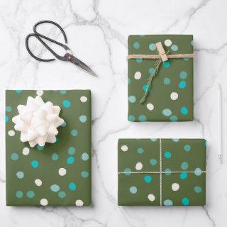 Cute Winter Polka Dots Spots in Green and Teal  Sheets