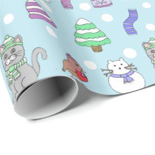 Cute Winter Snow Cat Pattern