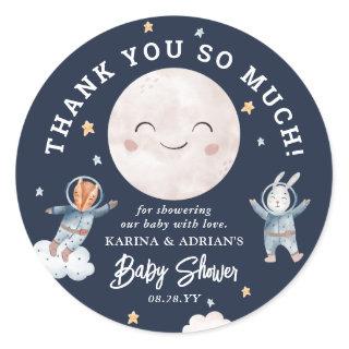 Cute Woodland Animal Space Baby Shower Thank You Classic Round Sticker