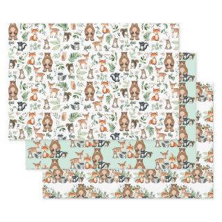 Cute Woodland Forest Animals Greenery Leaves  Sheets