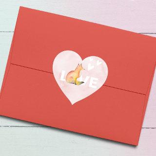 Cute Woodland Fox and Hearts Valentines Day Heart Sticker