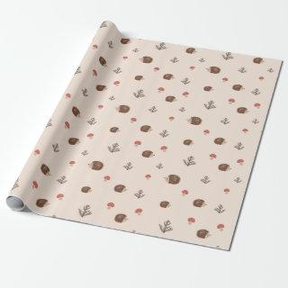 Cute Woodland Hedgehog & Mushroom Pattern