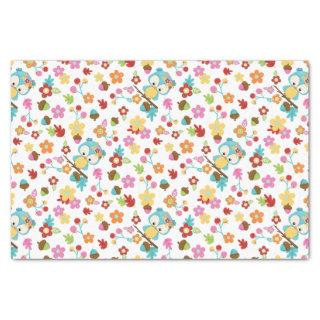 Cute Woodland Owl & Flowers Baby Girl Baby Shower Tissue Paper