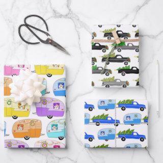 Cute Xmas Trailers RVs Trucks Colorful Holiday Wra  Sheets