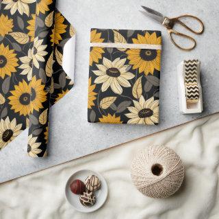 Cute Yellow Cream Sunflowers Black