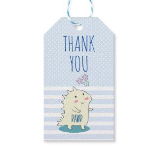 Cute Yellow Happy Dinosaur Illustration Thank You Gift Tags