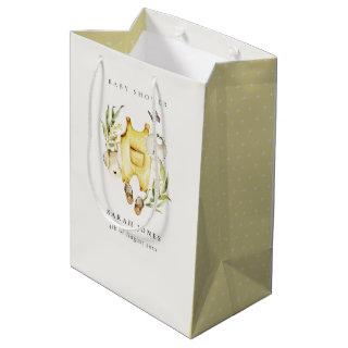 Cute Yellow Leafy Foliage Clothes Baby Shower Medium Gift Bag