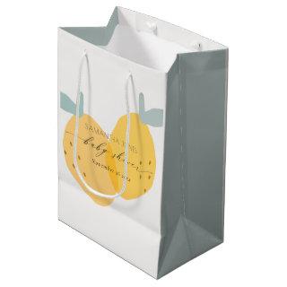 Cute Yellow Lemon Fruity Citrus Baby Shower Round Medium Gift Bag