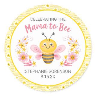 Cute Yellow Mama to Bee Baby Shower Classic Round Classic Round Sticker