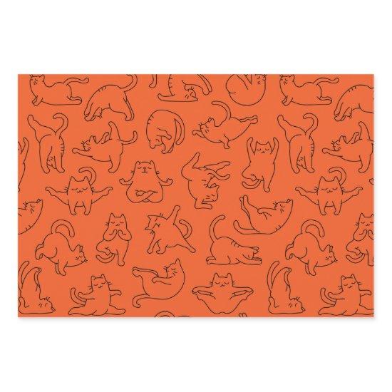 cute yoga pet cat pattern orange background  sheets