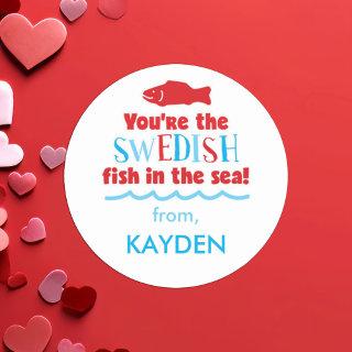 Cute You're the Swedish Fish Valentine Day  Classic Round Sticker