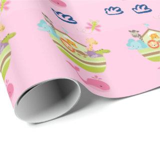 Cute Zoo Animal Ark with a Butterfly and Whale