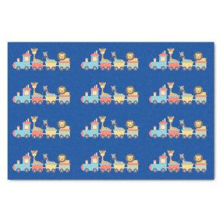 Cute Zoo Animals on Toy Train Lion Giraffe Zebra Tissue Paper