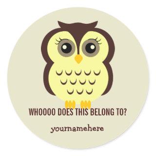 Cutesy Owl THIS BELONGS TO Stickers