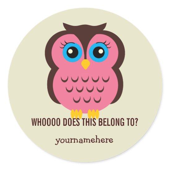 Cutesy Owl THIS BELONGS TO Stickers