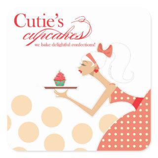 Cutie's Cupcakes - Confections Desserts Pastries Square Sticker