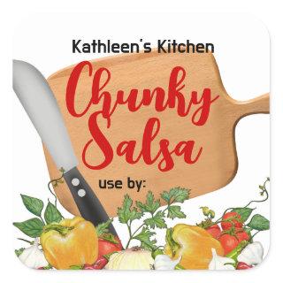 Cutting board chefs knife vegetables gift label