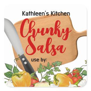 Cutting board chefs knife vegetables gift label