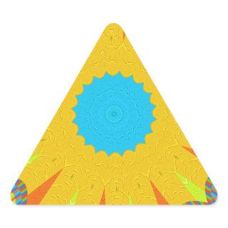 Cyan and Gold Mandala Art Print Triangle Sticker