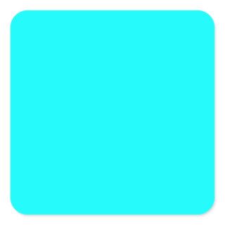 Cyan / Aqua Blue 00FFFF Color, Option to Add Image Square Sticker