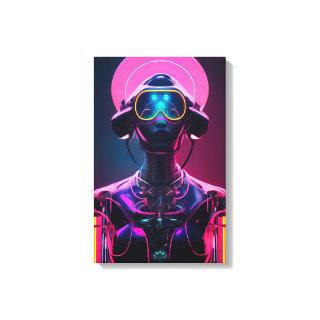 cybernetic mechanical biodrone robot woman canvas print