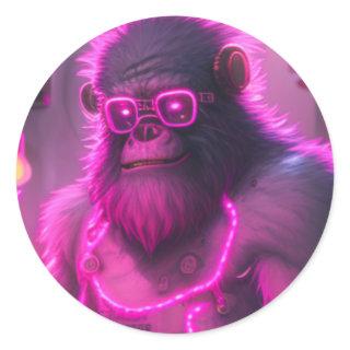 Cyborg Gorilla Mecha Steampunk Style Classic Round Sticker