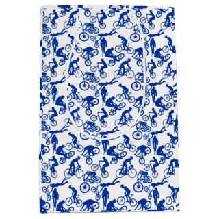 Cycling Freestyles Pattern.w x4 White BG Medium Gift Bag