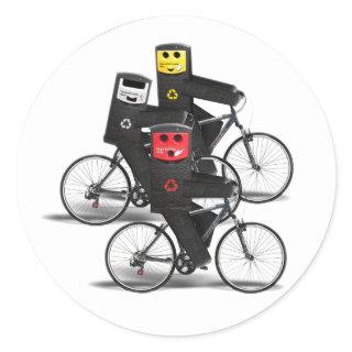 Cycling Recycle Bins Classic Round Sticker