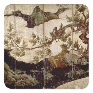 Cypress by Kano Eitoku, Muromanchi period Square Sticker