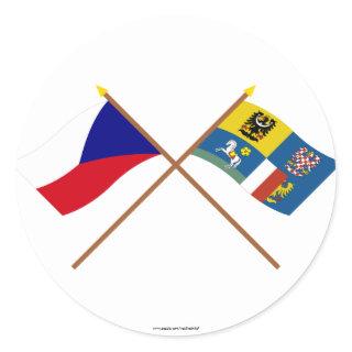 Czech and Moravia-Silesia Crossed Flags Classic Round Sticker