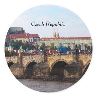 Czech Republic-Prague Castle and Charles Bridge Classic Round Sticker