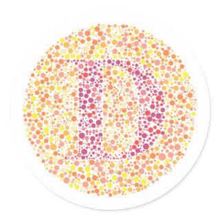 “D” Eye Test Letter Classic Round Sticker