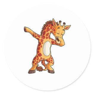Dabbing Giraffe T shirt Giraffes Funny Dab Dance T Classic Round Sticker