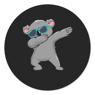 Dabbing Koala Bear with Sunglasses Cool Koala Classic Round Sticker