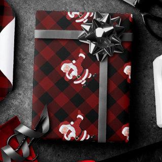 Dabbing Red Plaid Santa Claus | Fun Rustic Buffalo