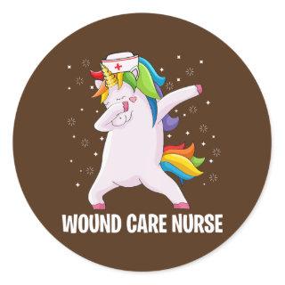 Dabbing Unicorn Funny Wound Care Nurse Wound Classic Round Sticker