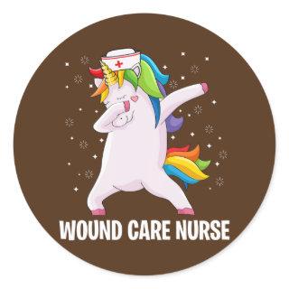 Dabbing Unicorn Funny Wound Care Nurse Wound Classic Round Sticker