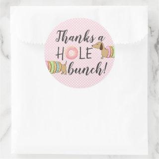 Dachshund and Donuts Party Thanks a Hole Bunch Classic Round Sticker