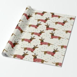 Dachshund And Snowflakes Christmas Pattern