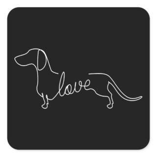 Dachshund Chiweenie Wiener Dog Love Art Sketch Square Sticker