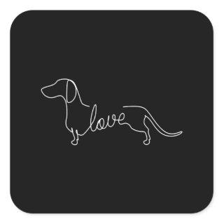 Dachshund Chiweenie Wiener Dog Love Art Sketch Square Sticker