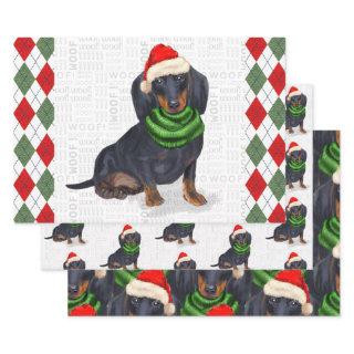 Dachshund Christmas Dog and Plaid  Sheets