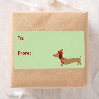 Dachshund Christmas Sticky Gift Tags Labels