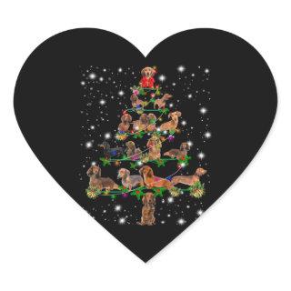 Dachshund Christmas Tree Covered By Flashlight Heart Sticker