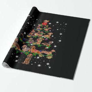 Dachshund Christmas Tree Covered By Flashlight